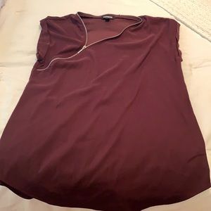 Express Burgundy Top with Zipper Detail